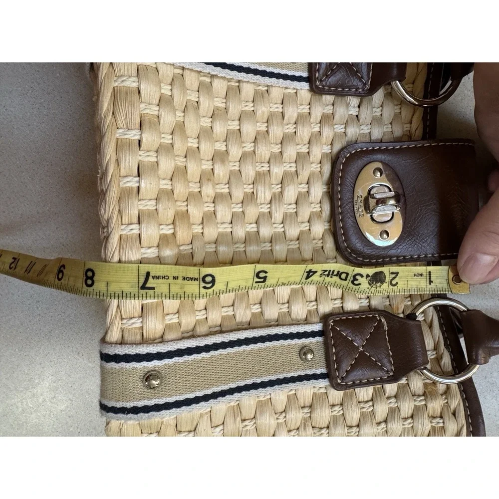 Chaps Vintage Y2K Woven Straw Raffia Summer Vacation Resort Tote Shoulder Bag